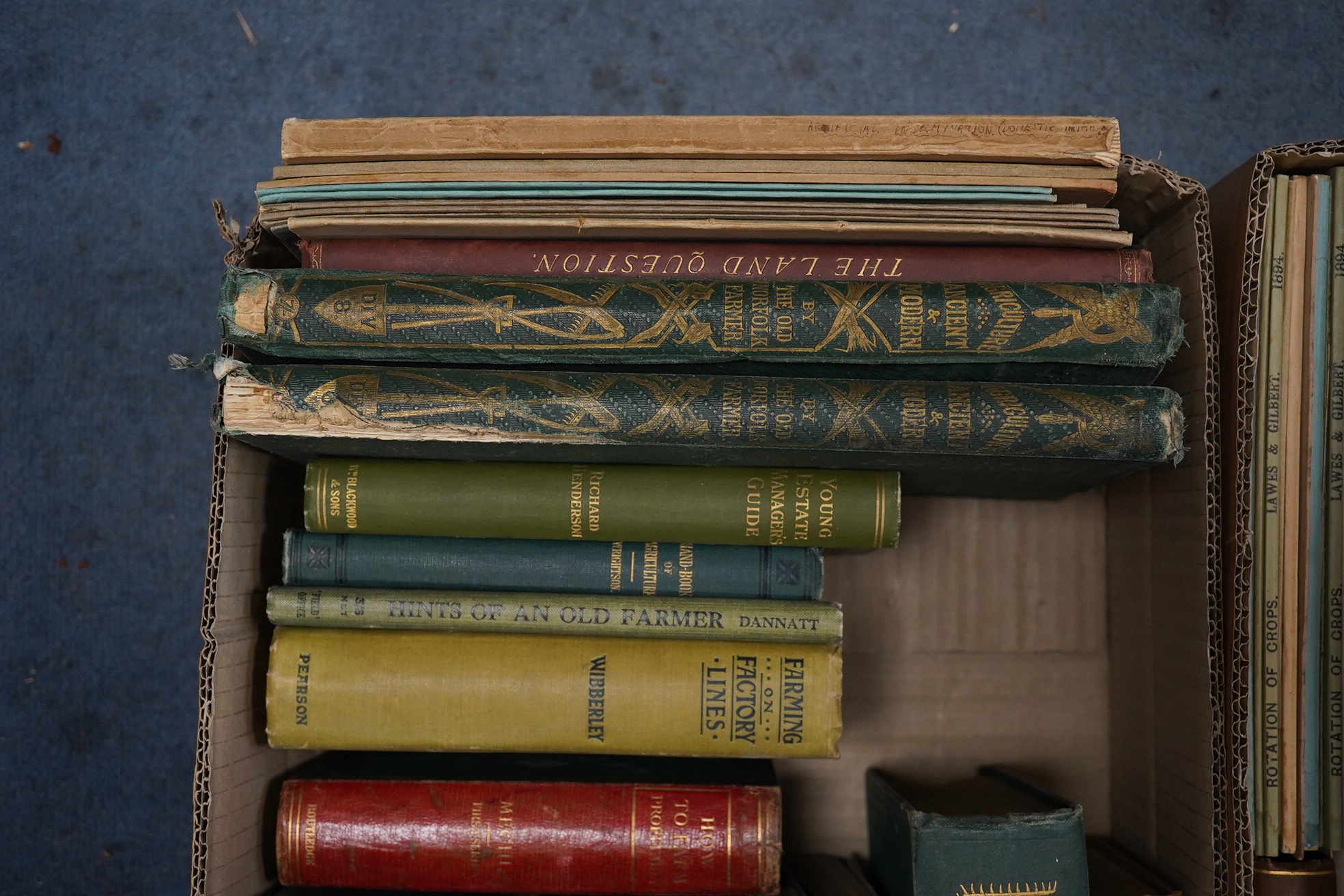 The Farmer's Friend; a record of recent discoveries, improvements, and practical suggestions in agriculture. original blind decorated and gilt pictorial cloth, cr. 8vo. 1847; Ewart, John - The Agriculturist's Assistant;